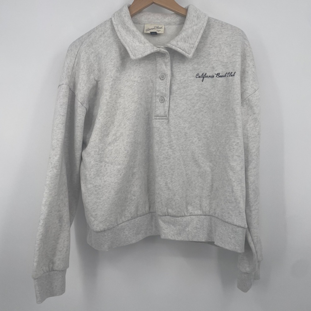 Universal Thread California Beach Club Polo Cropped Sweatshirt Gray XL